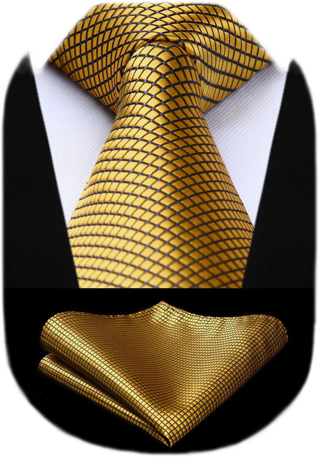Mens Ties Plaid Tie and Pocket Square Set Classic Woven Formal Checkered Neckties & Handkerchief Wedding Party