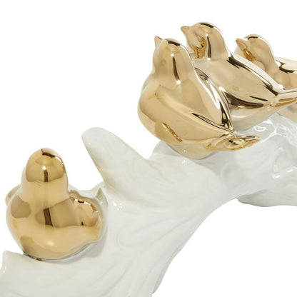 5 In. X 6 In. Gold Porcelain Bird Sculpture