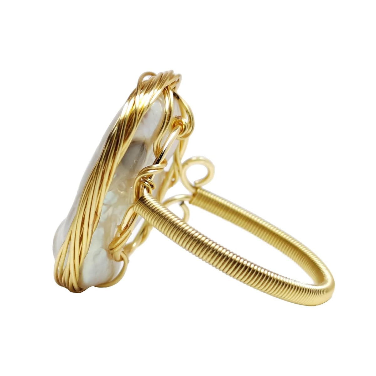 Baroque Irregular Pearl Rings for Women Gold-Plated Adjustable Open Design Trendy and Unique Christmas Pearl Jewelry Prom and Formal Attire Accessories Gift Box Included