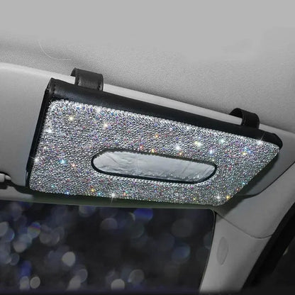 Car Tissue Box Holder Bling Bling Crystal Rectangular Napkin Holder Pumping Paper Case Dispenser for Home Office Car Accessories