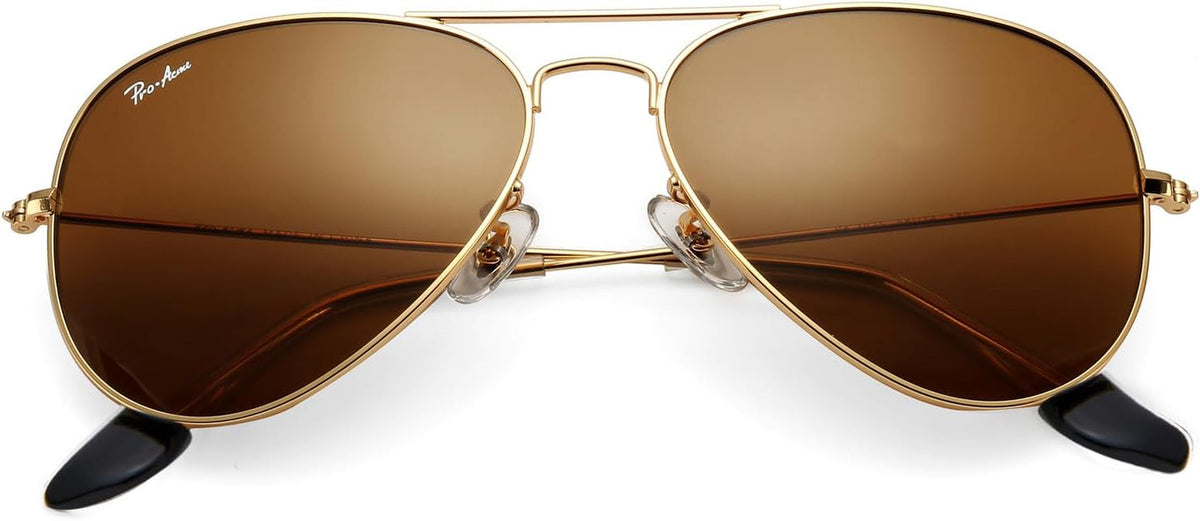 Classic Aviator Sunglasses for Men Women 100% Real Glass Lens