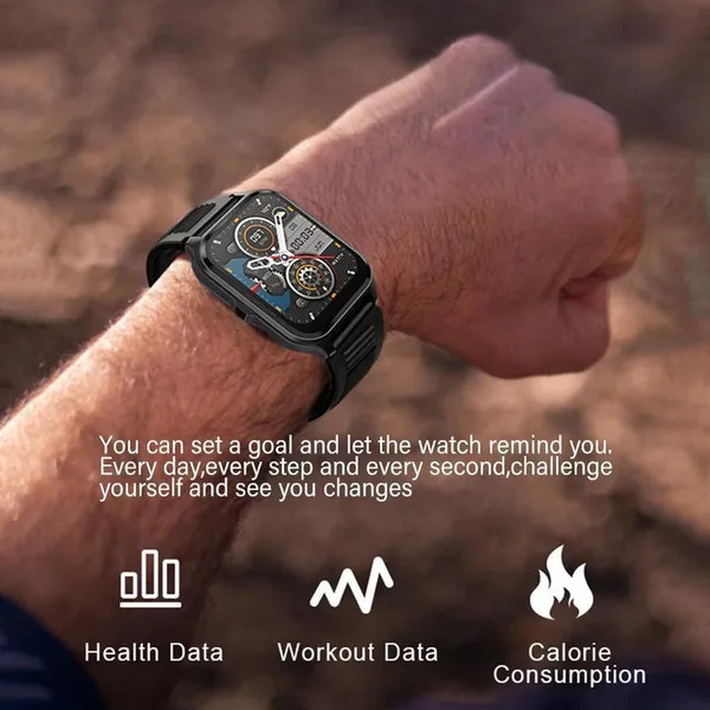 2024 NEW Military Smart Watch for Men Bluetooth Call, Rugged Tactical Smartwatch for Android Phones and iPhone, 3ATM Waterproof Outdoor Sports Fitness Tracker with Heart Rate, Voice Assistant.
