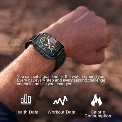 2024 NEW Military Smart Watch for Men Bluetooth Call, Rugged Tactical Smartwatch for Android Phones and iPhone, 3ATM Waterproof Outdoor Sports Fitness Tracker with Heart Rate, Voice Assistant.