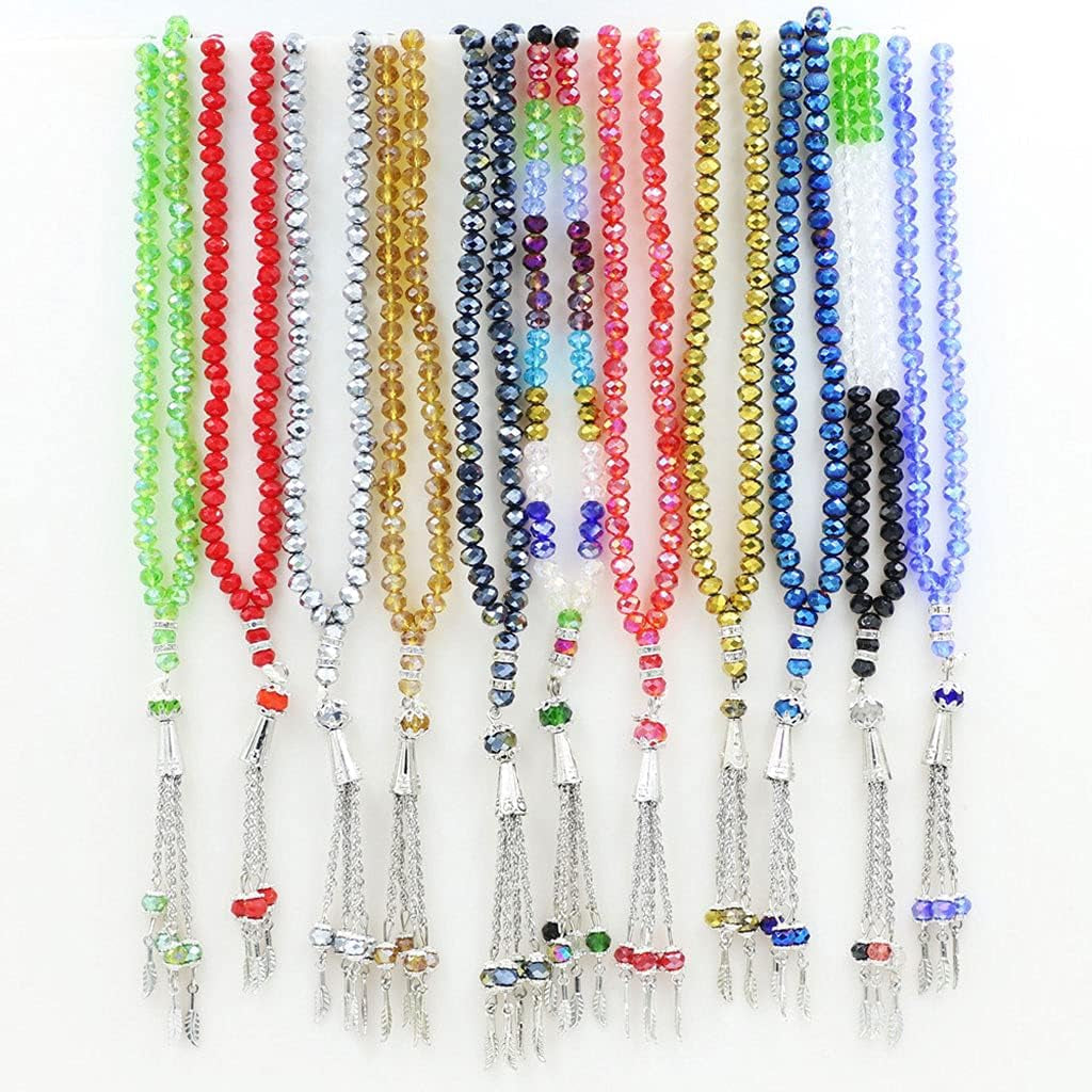 Muslim Tasbih 99 Rosary Bead Islam Prayer Misbaha Emulation Crystal Agate Resin Beads Islamic Worship Ceremony Religious Eid Ramadan Present Pray Accessory