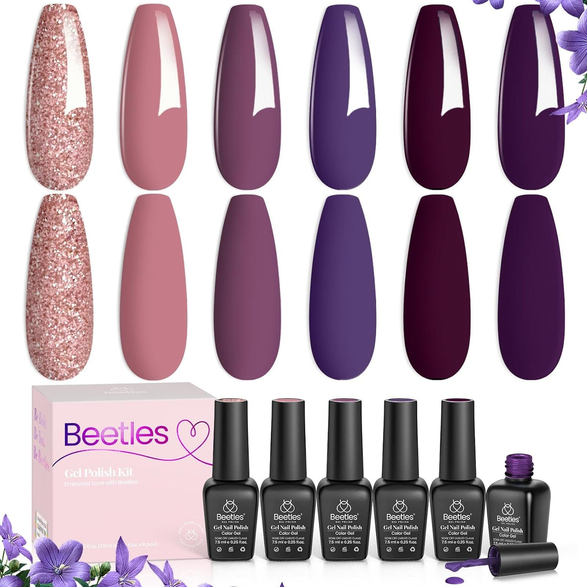 Beetles Pastel Gel Nail Polish,6 Colors Macaron Pink Blue Green Yellow Purple Soft Pastel Gel Polish Soak Off Uv Gel Manicure Spring Gel Polish Nail Art Design DIY Home Salon Gift for Women Girl