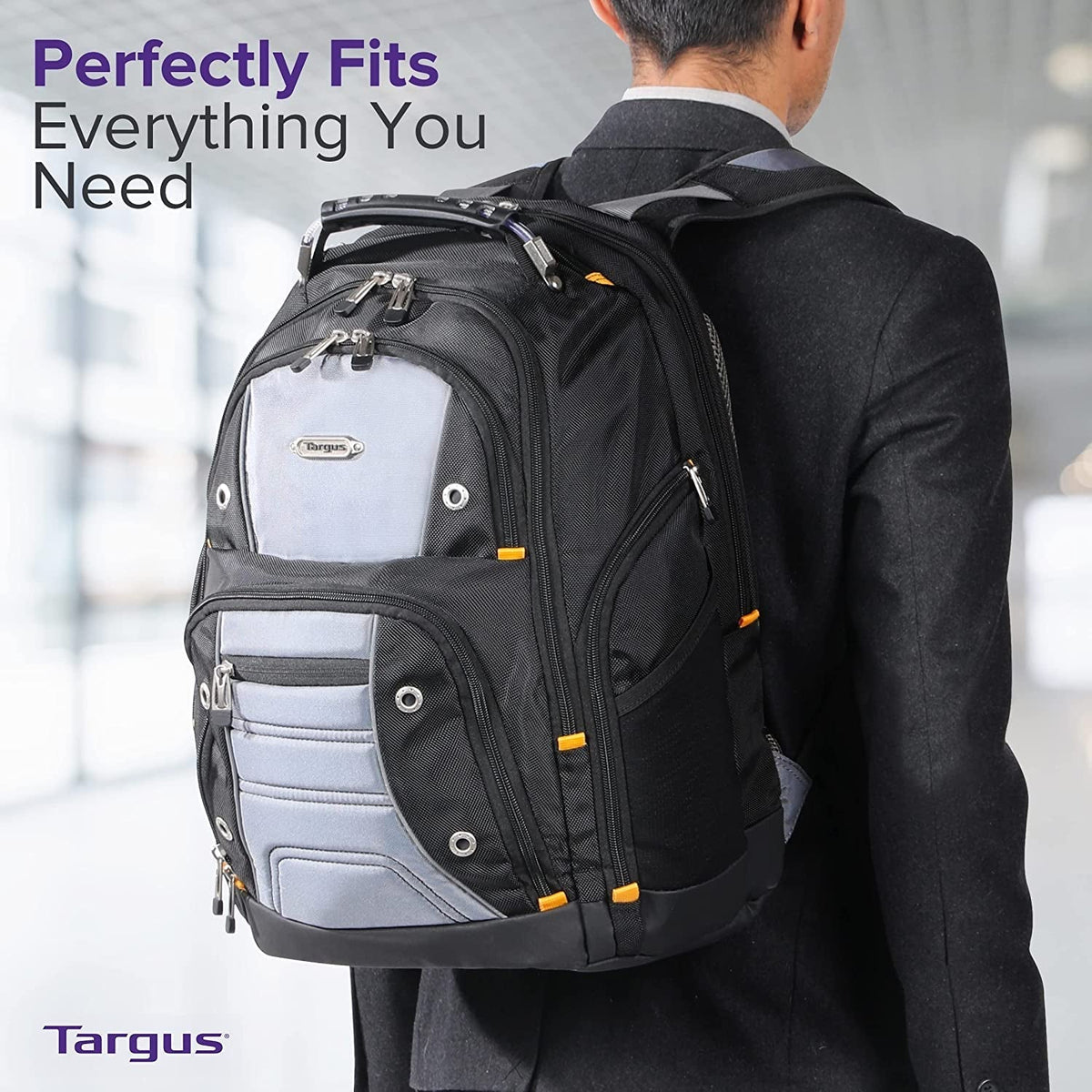 Drifter II Laptop Backpack, Black/Gray – Backpack for Men for Business and Travel, Durable Water-Resistant Material, Fits up to 17" Laptops (TSB239US)