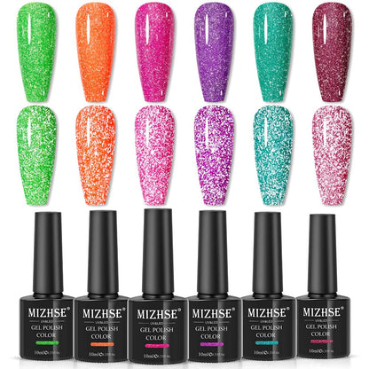 9D Cat Eye Gel Nail Polish, Magnetic Cat Eye Gel Polish Set, 10ml*6 with 2 Magnets, Classic Colors Chameleon Magic Galaxy Effect Soak off Nail Art - Sparkle Stunning Gel Polish Gift for Women