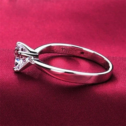 Fashion Simple Silver color Heart-shaped Diamond Engagement Wedding Anniversary Ring Size 6-12 Bague Femme
