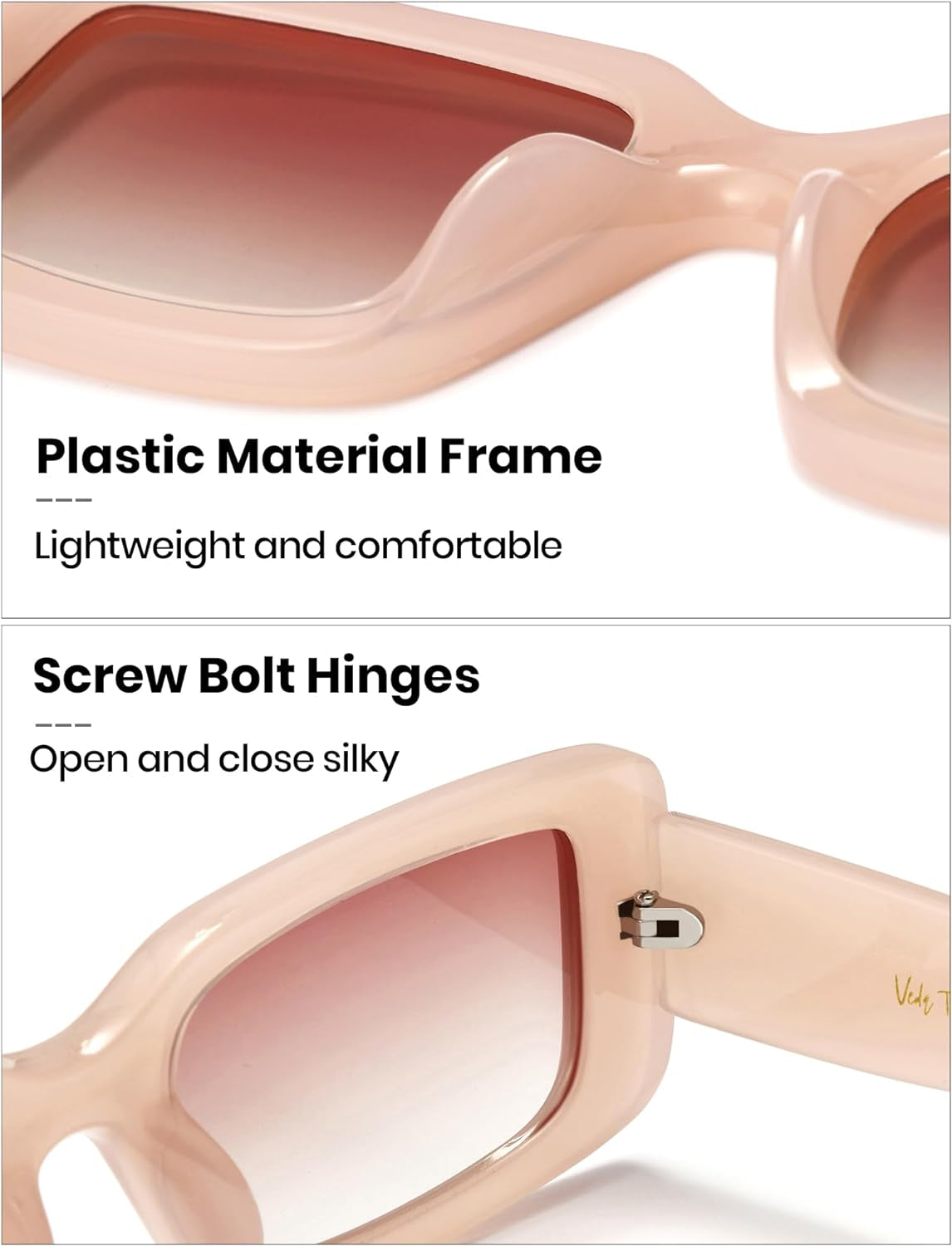 Rectangle Sunglasses Men Tinted Polarized Big Square Retro 90S Vintage Y2K Glasses for Women UV Protection