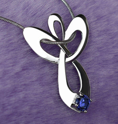 925 Sterling Silver Cubic Zirconia Pendant Guardian Angel Birthstone Necklace for Woman