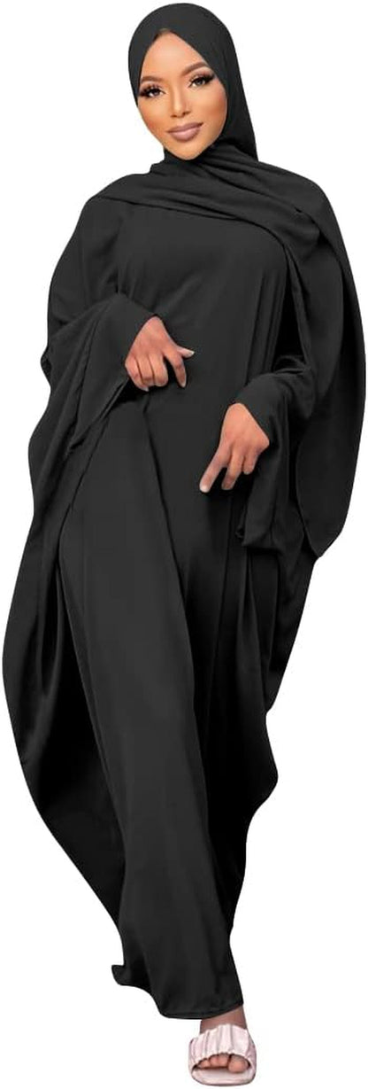 Muslim Dress for Women Pakistani Kaftan Abaya Robe + Hijab Arabic Islamic Prayer Clothes Dubai Outfits