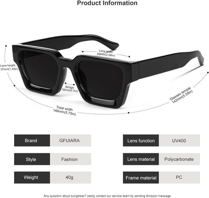 Trendy Square Sunglasses for Men Women Fashion Thick Rectangle Sun Glasses UV Protection Shades Designer Style