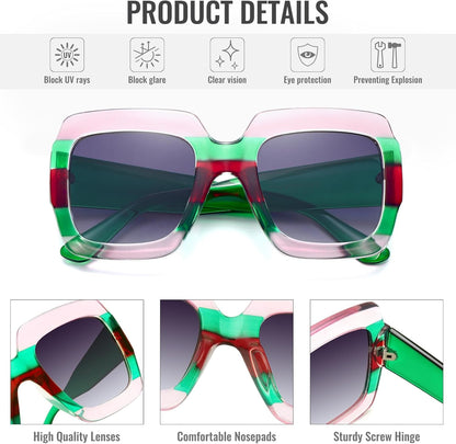 Oversized Square Sunglasses Womens Retro Shades Luxury Big Sun Glasses UV400 Protection S0178