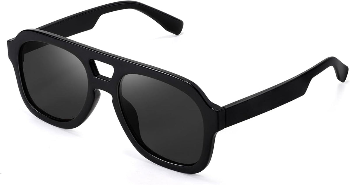 Vintage Aviator Sunglasses Double Bridge Women Men Large Square Thick Frame Trendy Eyewear UV400 B2846