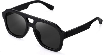 Vintage Aviator Sunglasses Double Bridge Women Men Large Square Thick Frame Trendy Eyewear UV400 B2846