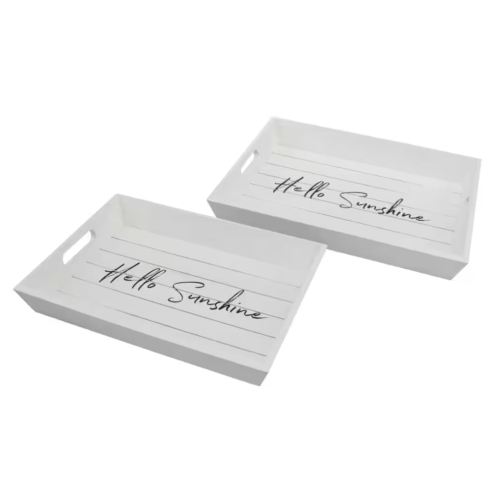 White Wooden Trays (Set of 2)