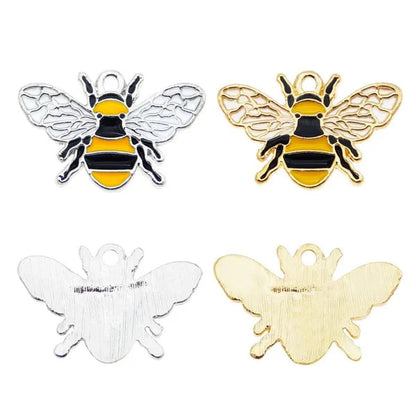 20pcs Enamel Bee Animal Pendant Alloy Charms For Women Bracelet Making Accessory Handmade DIY Findings 17*26mm