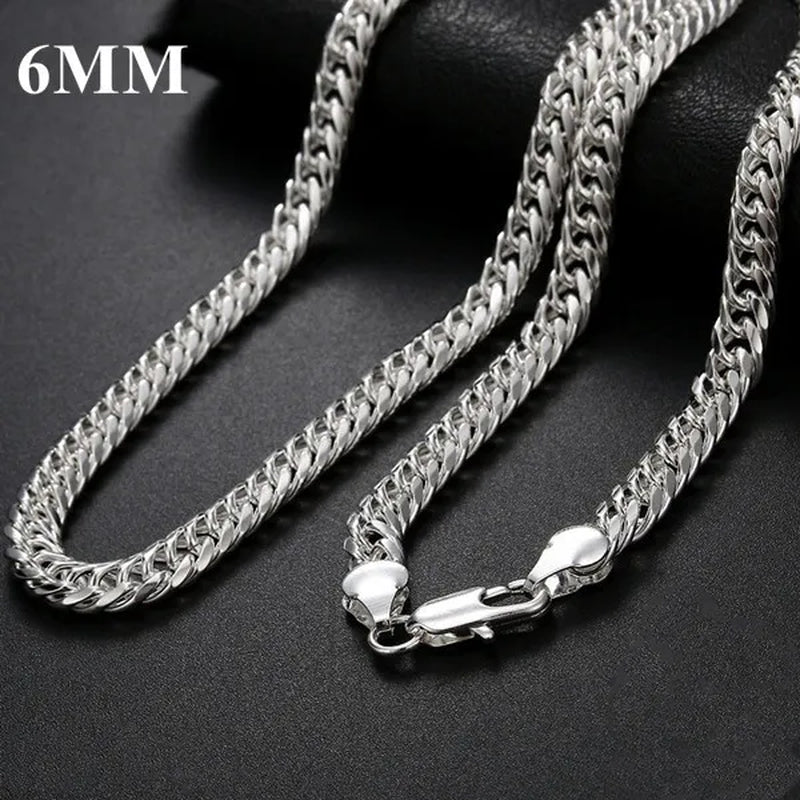 NEW! Exquisite Men Solid Heavy 925 Sterling Silver Smooth Necklace Bracelet Curb Chain Jewelry