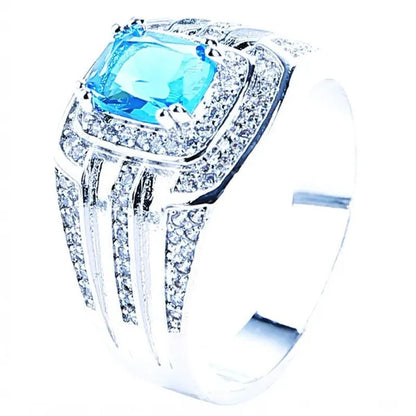 Business Men's Fashion Ring Green Zircon Ring Wedding Engagement Party Jewelry