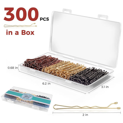 300 Pcs Bobby Pins Mixed Color, Hair Pins for Women Girls and Kids, (Mixed Color)