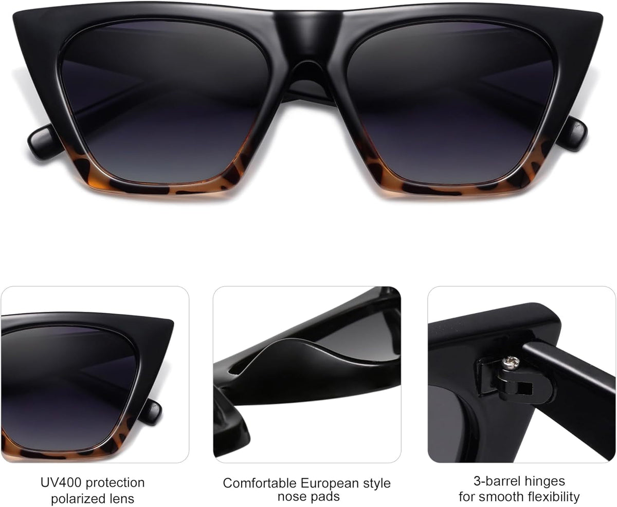 Trendy Oversized Square Cateye Polarized Sunglasses Womens Big Frame Shades SJ2115