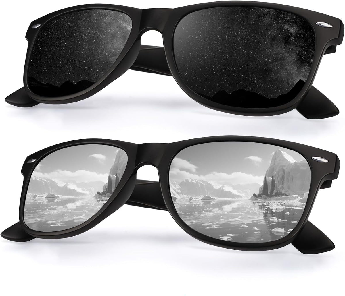 Sunglasses Men and Womens, Polarized Sunglasses for men with UV Blocking Semi-Rimless Frame for Driving & Hiking