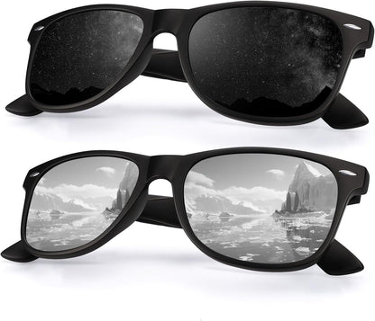 Sunglasses Men and Womens, Polarized Sunglasses for men with UV Blocking Semi-Rimless Frame for Driving & Hiking