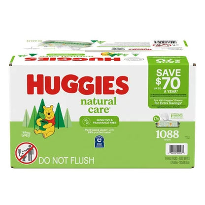 Huggies Natural Care Sensitive Baby Wipes, Fragrance Free, 17 Pk., 1088 Wipes