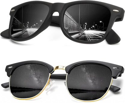 Sunglasses Men Polarized Sunglasses for Men Women Unisex Semi-Rimless Frame Retro Driving Sun Glasses UV Blocking