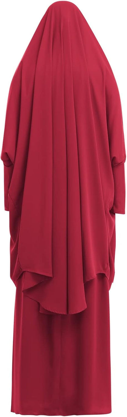 Prayer Clothes for Muslim Women Islamic Abaya Suit Maxi Skirt + Khimar Hijab 2Pcss Burka Jilbab Kaftan