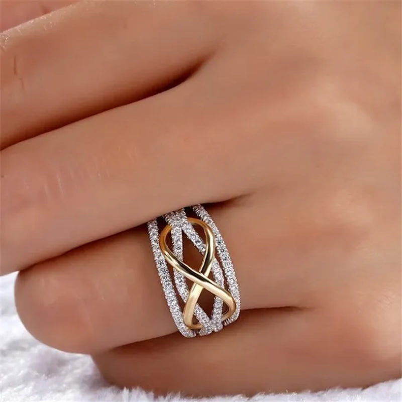 Wedding Engagement Ring Love Diamond Infinity Bowknot Rings for Women Rhinestone Jewelry