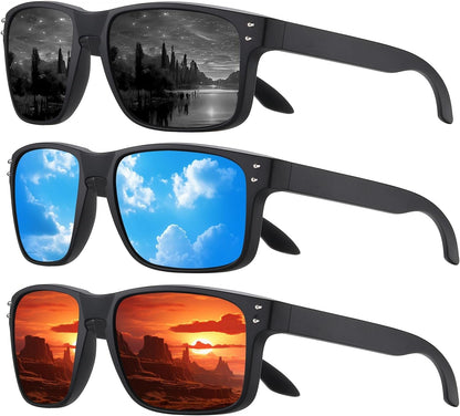 Polarized Sunglasses Men Womens - Retro Square Sun Glasses for Fishing Driving UV Protection
