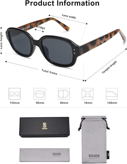 Rectangle Sunglasses for Women Vintage Trendy Outdoor Travel Sun Glasses Square Frame SJ2218