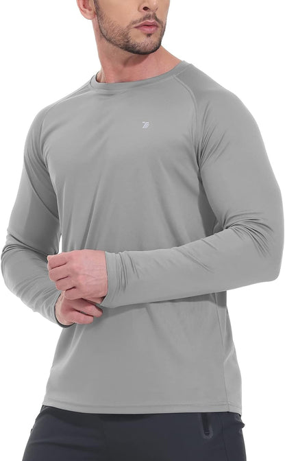 Mens Sun Protection Hiking Shirts Long Sleeve Water UPF 50+ SPF UV Shirts Lightweight Fishing Hiking Swimming