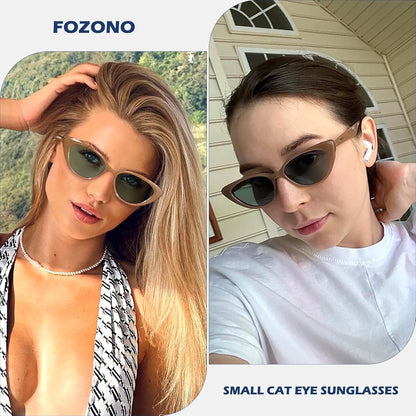 Retro Vintage Narrow Cat Eye Sunglasses for Women 90S Small Chic Style Trendy Sunnies UV400 Protection FZN7514