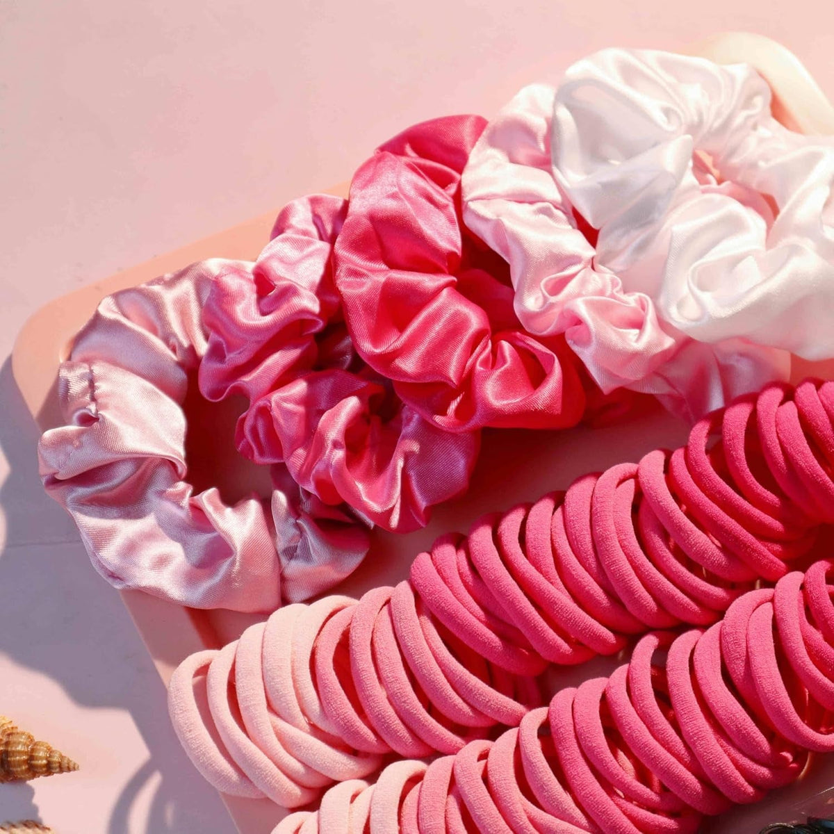 Hair Accessories for Woman Set, 755PCS Seamless Ponytail Holders Variety Hair Scrunchies Hair Bands Scrunchy Hair Ties for Thick and Curly (Rose)