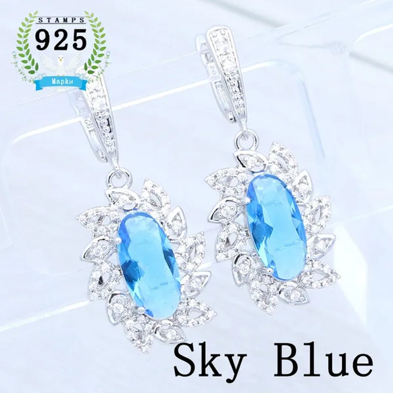 925 Sterling Silver Punk Earrings Black Spinel Earrings with White Topaz Party Jewelry for Girls