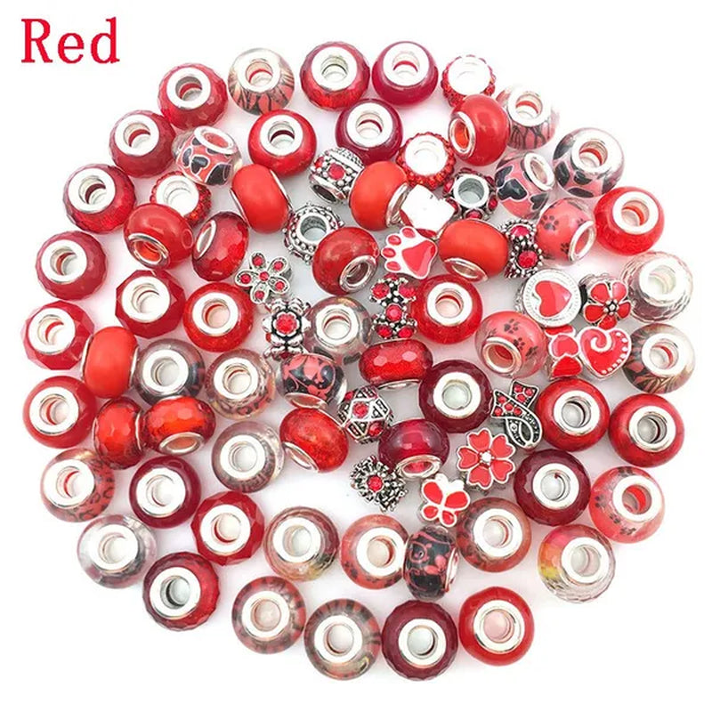 40/80pcs Fashion bracelet 925 Sterling Silver large hole beaded isolation beads Crystal bead DIY jewelry accessories.