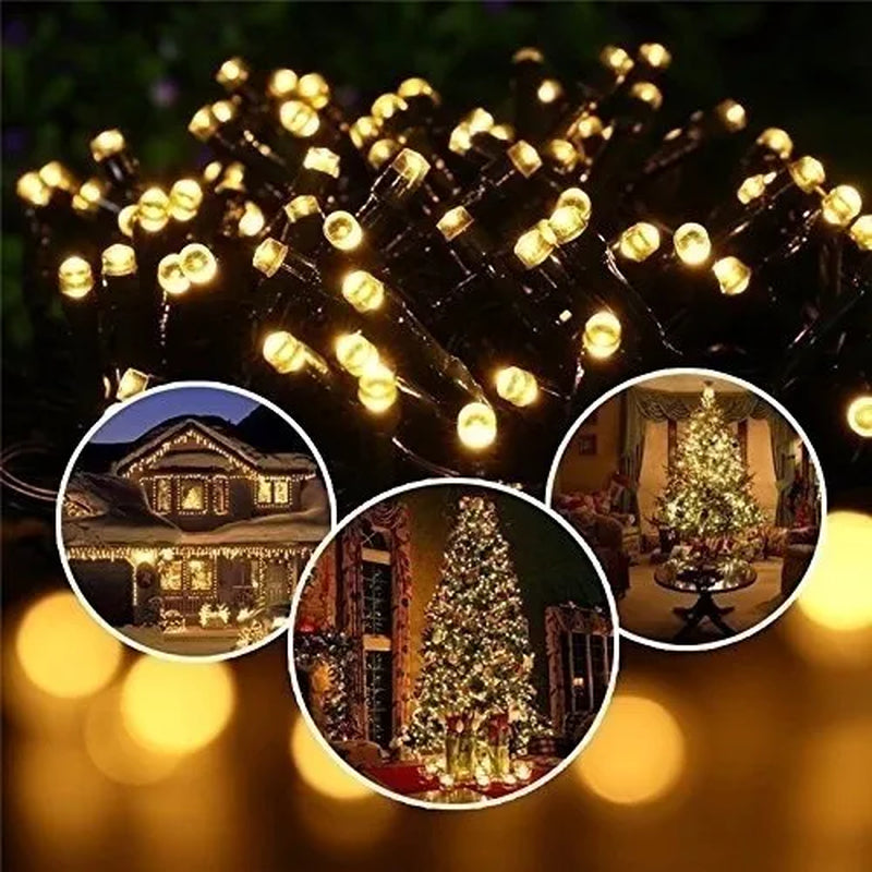 8 modes Solar String Lights 50/100/200 LED 8 Modes Solar Powered Xmas Outdoor Lights Waterproof Starry Christmas Fairy Lights for Indoor Gardens Homes Wedding