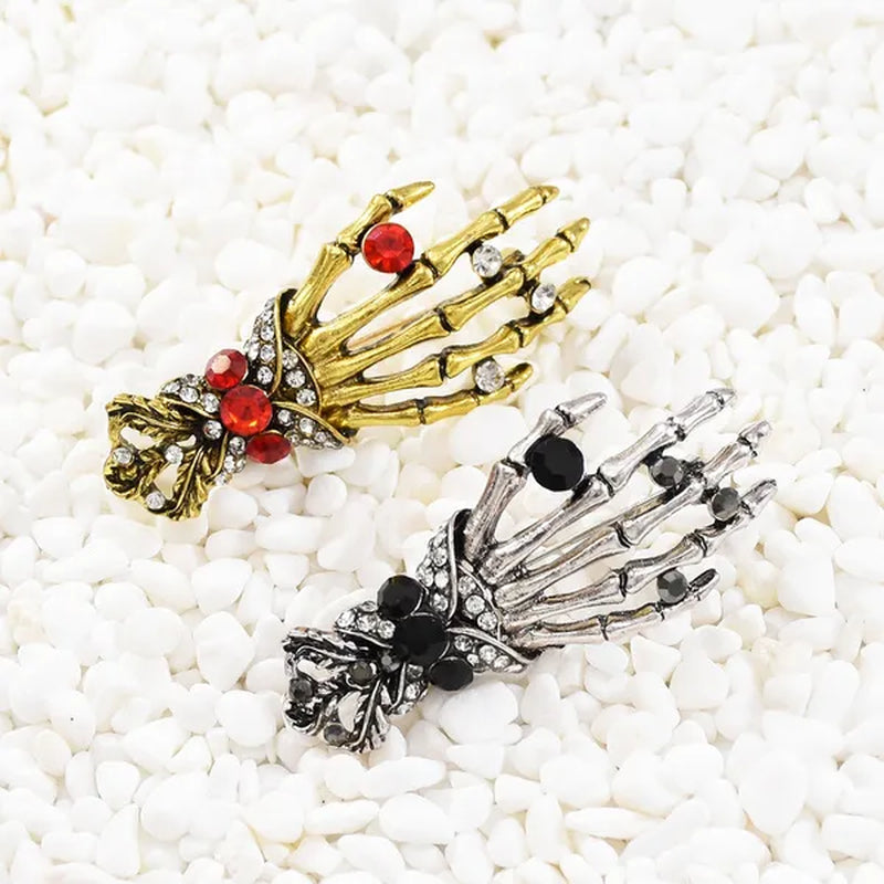 Fashion Hand shape Diamond open crystal female chain tassel brooch