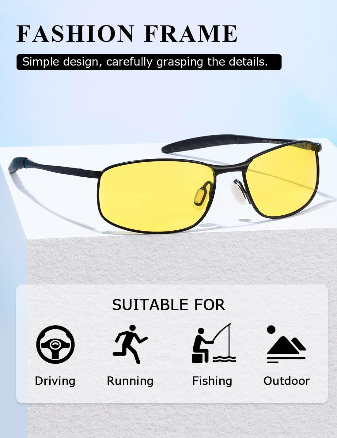 Polarized Sunglasses For Men Rectangle Metal Frame Retro Sun Glasses AE0395
