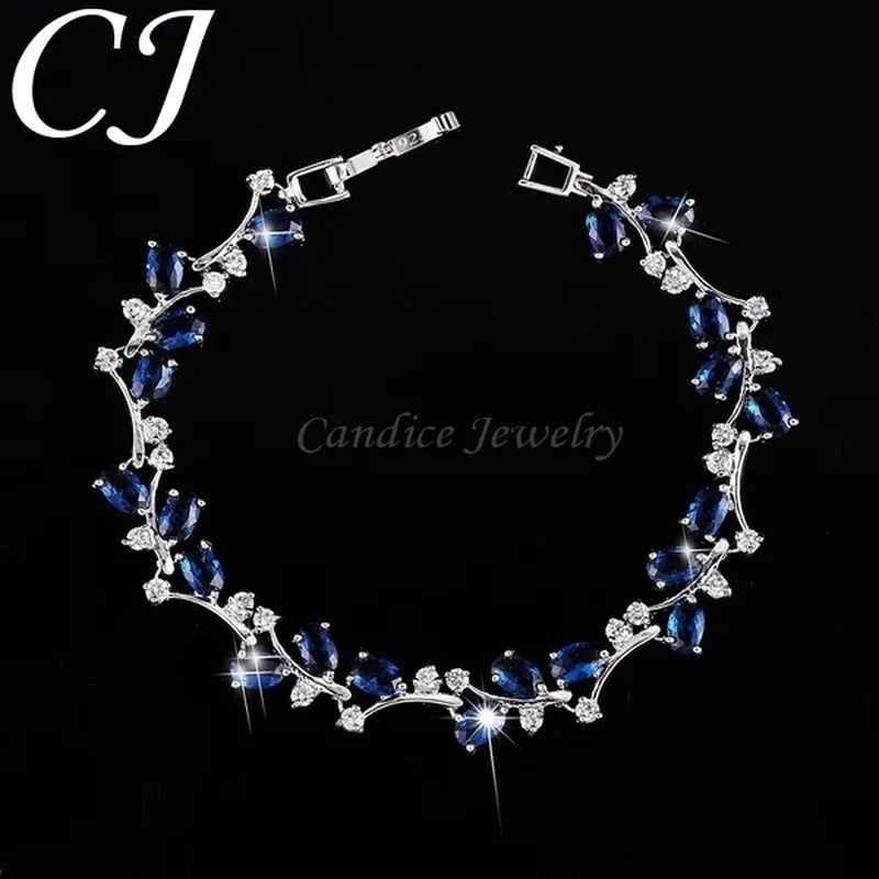 CANDICE Fashion Sterling Silver Bracelet Bangle With Emerald Green Crystal For Women Elegant Jewelry
