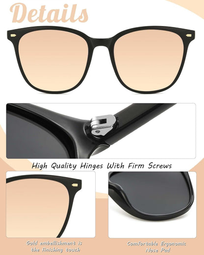 Polarized Sunglasses for Women, Square Mirrored Trendy Shades with UV Protection Reduce Glare Sun Glasses