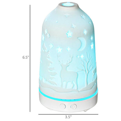 100 Ml Ultrasonic Aromatherapy Diffuser 7-Colors LED Lights Timer Essential Oils Humidifier with Ceramic Cover