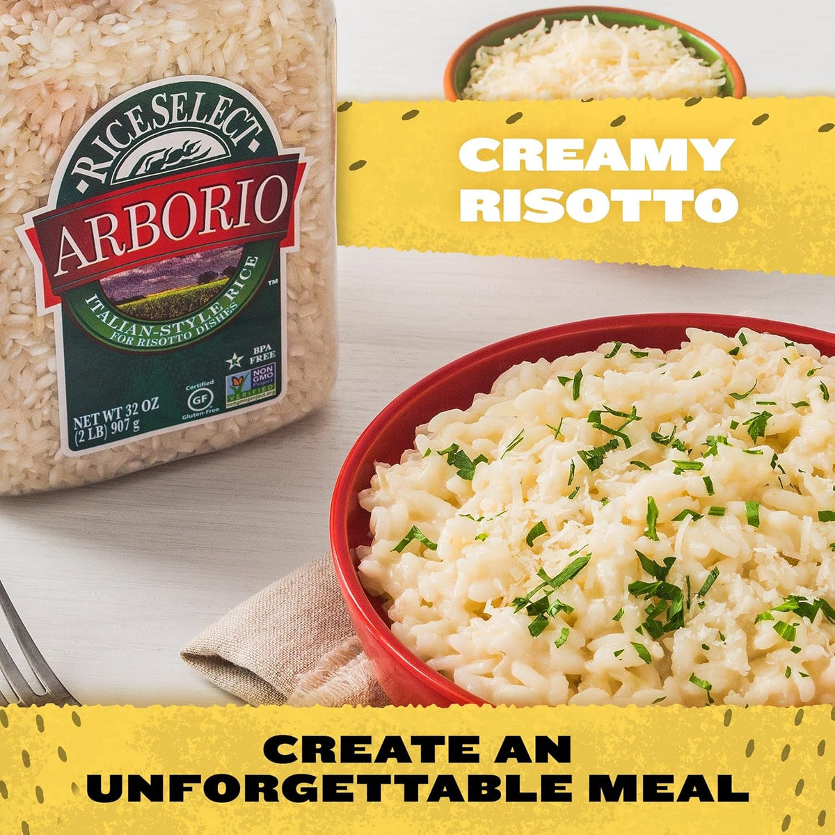 Arborio Rice for Italian Risotto, Premium Gluten-Free Rice, Non-Gmo, 32-Ounce Jar, (Pack of 1)