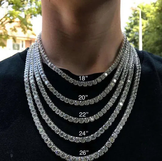 Necklace for Women Gorgeous Men's Gold Tennis Chain Icy Diamonds Hip Hop Choker Chain Necklace Bling Jewelry 18-30 Inches