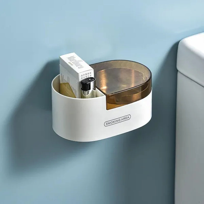 Stainless steel wall-mounted ashtray with lid,cigarette Storage Rack Creative Bathroom Wall Stainless Steel Ashtray