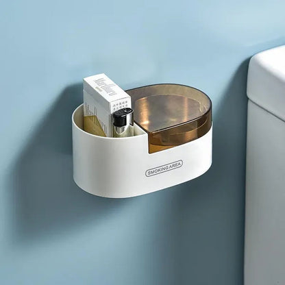 Stainless steel wall-mounted ashtray with lid,cigarette Storage Rack Creative Bathroom Wall Stainless Steel Ashtray