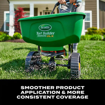 Turf Builder Edgeguard DLX Push Broadcast Spreader Holds up to 15,000 Sq.Ft. for Seed, Fertilizer, Salt, Ice Melt