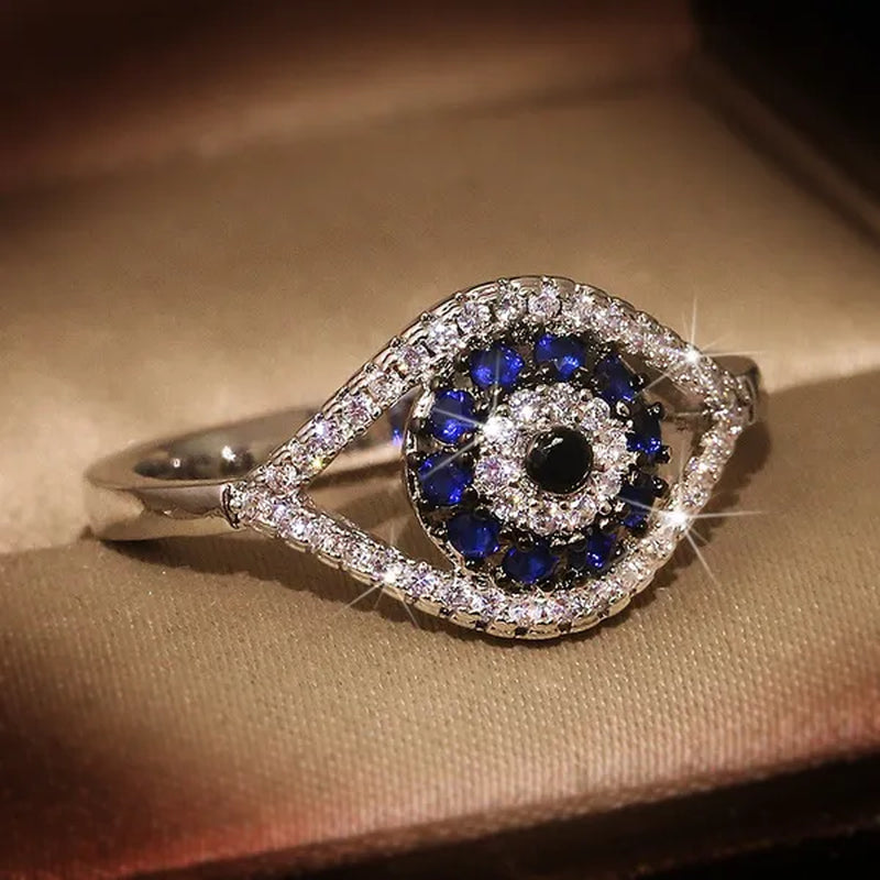 New Fashion Devil's Eye Finger Ring Luxury Diamond Evil Eye Lucky Ring for Women Jewelry Gift